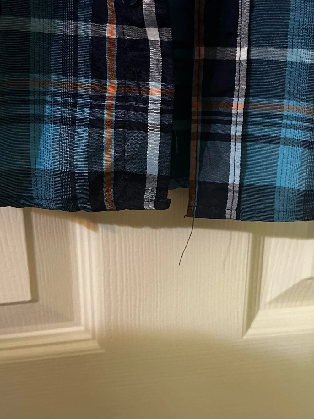 Boys Short Sleeve Plaid Shirt - Blue/Tan